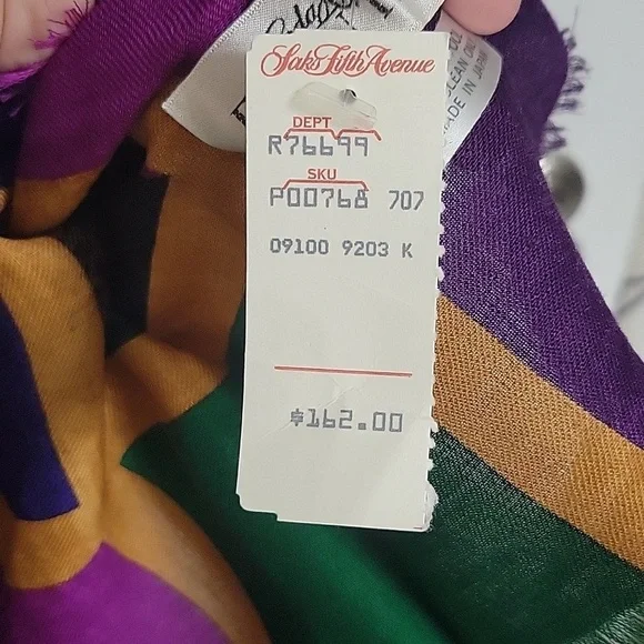 NWT Vintage 100% Wool Linda Allard Ellen Tracy Saks 5th Avenue Duck Print Scarf - Picture 5 of 6